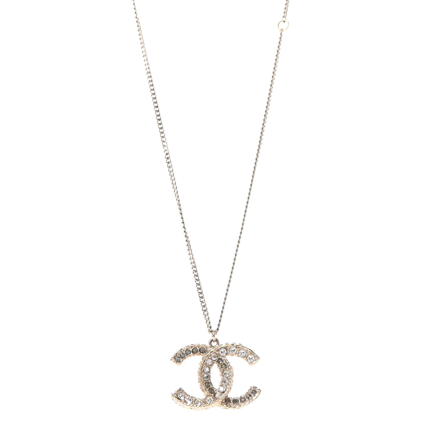 Chanel Crystal CC Pendant Necklace Gold 1 of 4