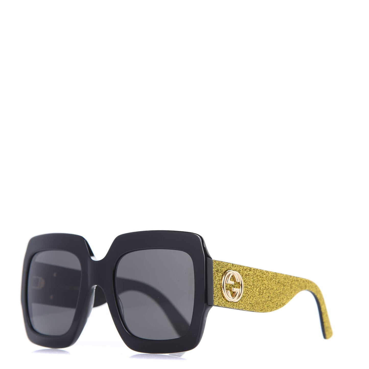 Square Frame GG0102S Sunglasses Glitter Gold
