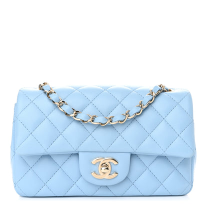 Chanel Lambskin Quilted Mini Rectangular Flap Light Blue 1 of 10