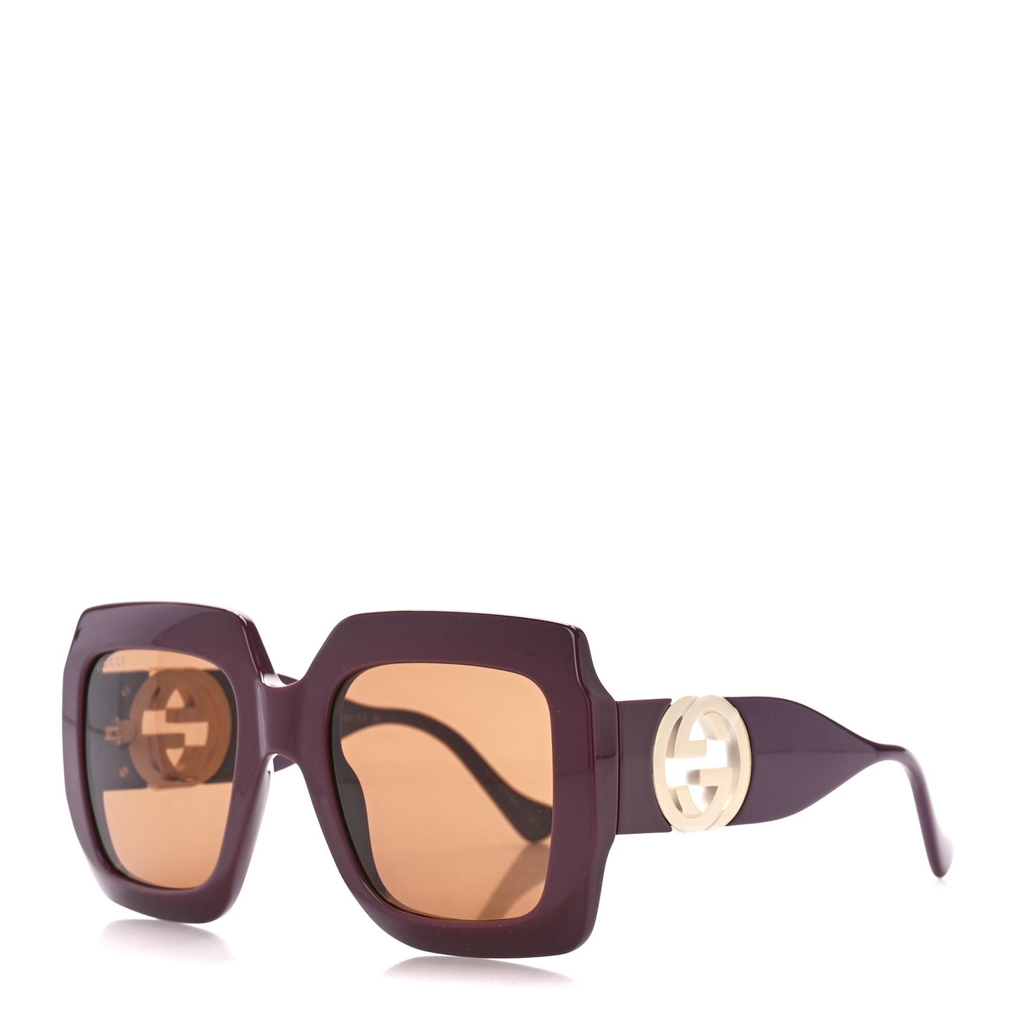 Acetate Rectangular Frame Chain Sunglasses GG1022S Burgundy