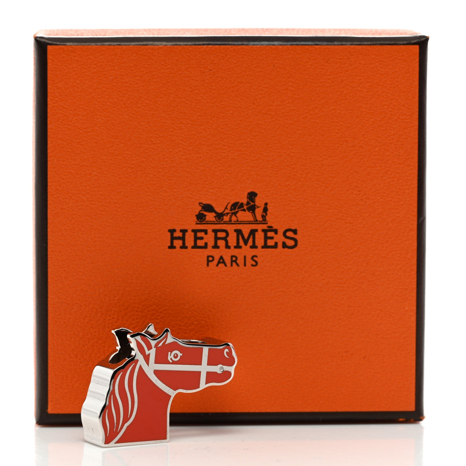 Hermes Permabrass Lacquered Quadrige Twilly Scarf Ring Rose Corail 7 of 7