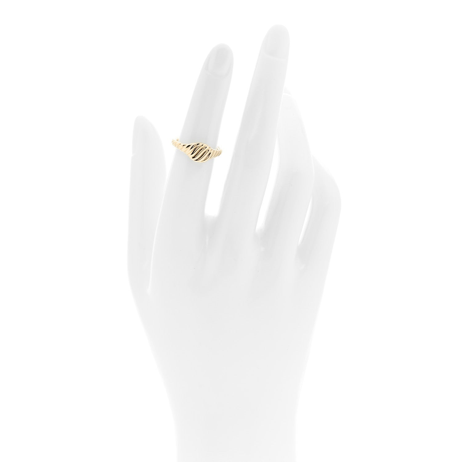 David Yurman 18K Yellow Gold Cultured Pearl Diamond 7.5mm Solari Bypass Ring 50 5.5 2 of 5