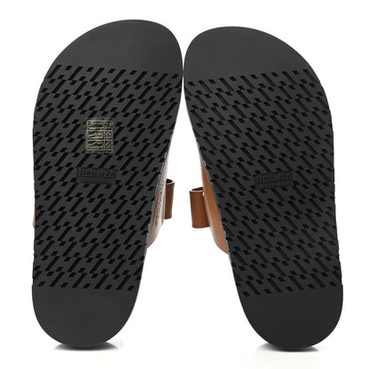 Hermes Calfskin Womens Chypre Sandals 35 Gold 5 of 9