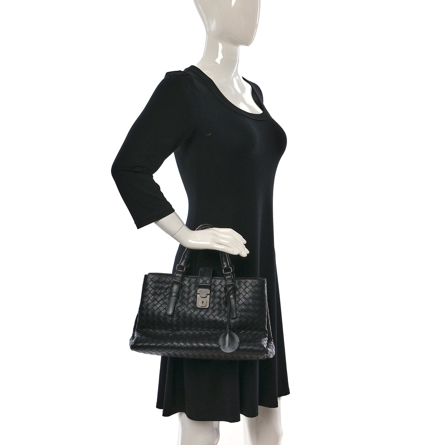 Nappa Intrecciato Medium Roma Tote Black
