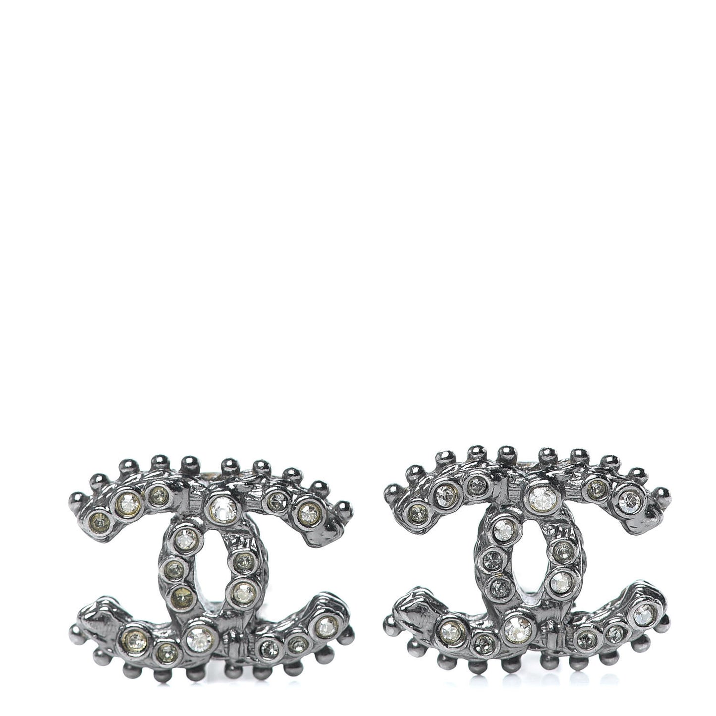 Crystal CC Earrings Ruthenium Dark Grey