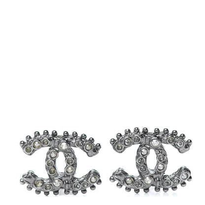 Chanel Crystal CC Earrings Ruthenium Dark Grey 1 of 5