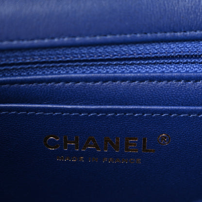 Chanel Satin Quilted Mini Rectangular Flap Blue 6 of 11