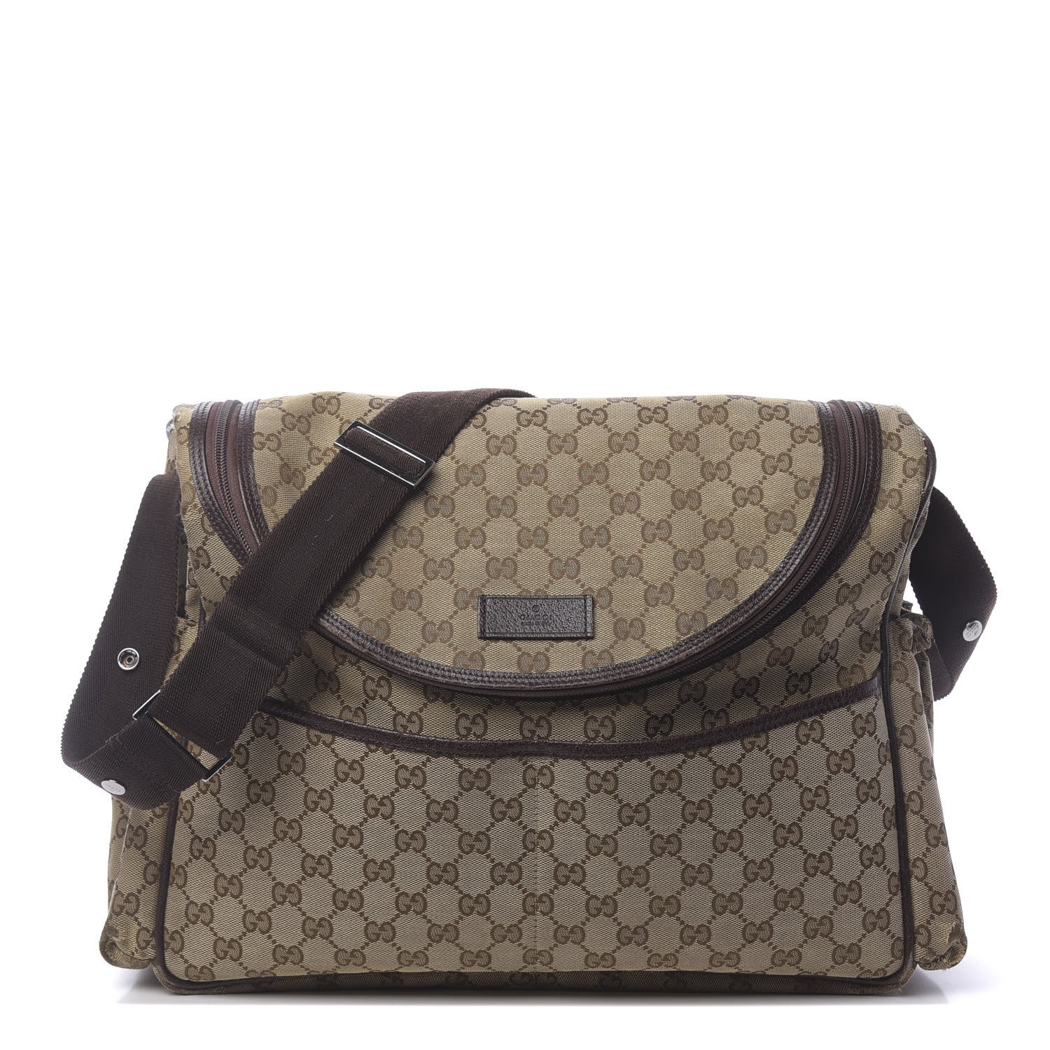 Gucci Monogram Natural Pigskin Large Diaper Bag Beige Ebony Cocoa Dark Chocolate 1 of 23