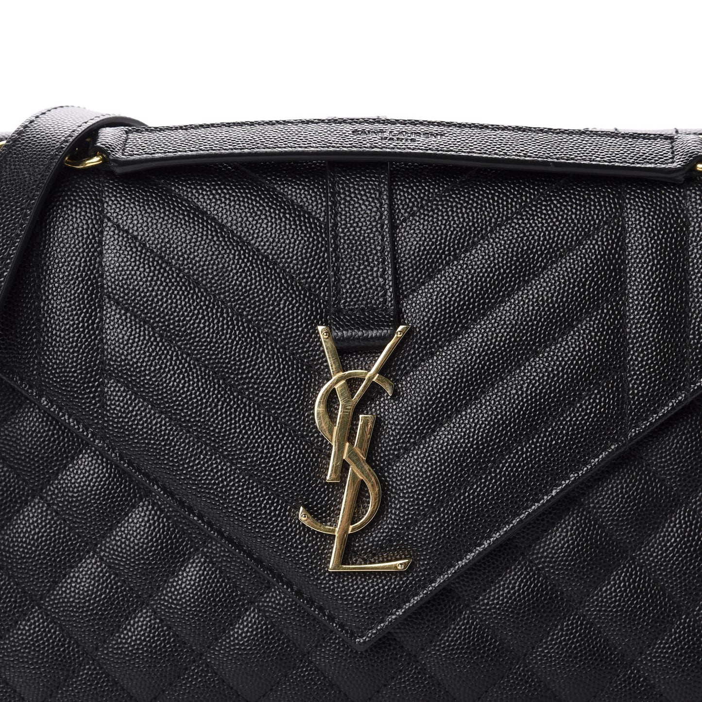 Grain De Poudre Textured Mixed Matelasse Triquilt Medium Monogram Satchel Black