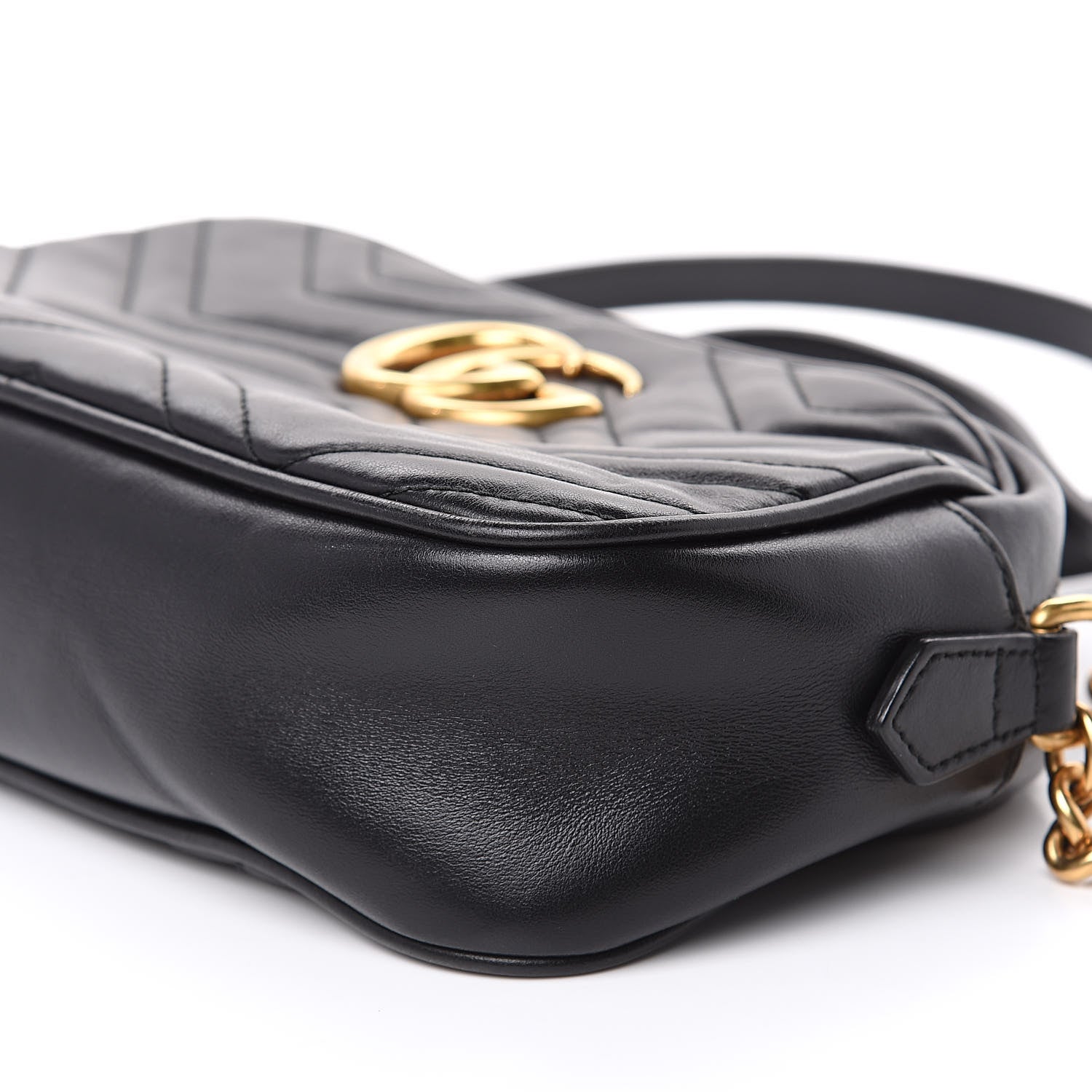 Gucci Calfskin Matelasse Small GG Marmont Chain Shoulder Bag Black 9 of 13
