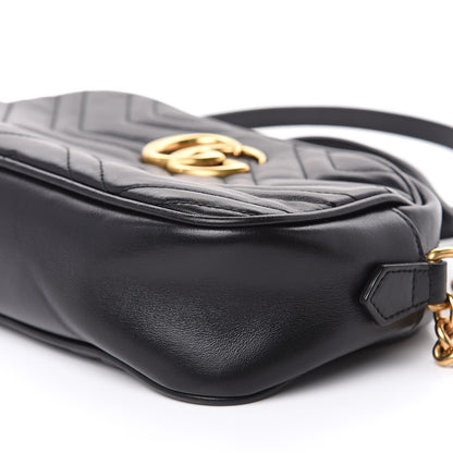 Gucci Calfskin Matelasse Small GG Marmont Chain Shoulder Bag Black 9 of 13