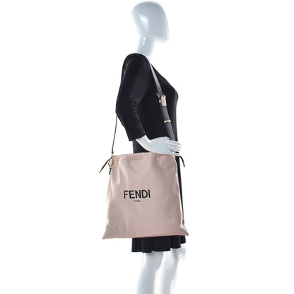 Fendi Soft Nappa Logo Medium Drawstring Pouch Bag Rosa Quarzo Black 2 of 12