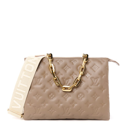 Louis Vuitton Lambskin Embossed Monogram Coussin PM Taupe 1 of 11