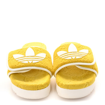 Gucci X ADIDAS Magic Sponge Terry Cloth Trefoil GG Monogram Womens Platform Sandals 39 Smile Yellow Off White 3 of 8
