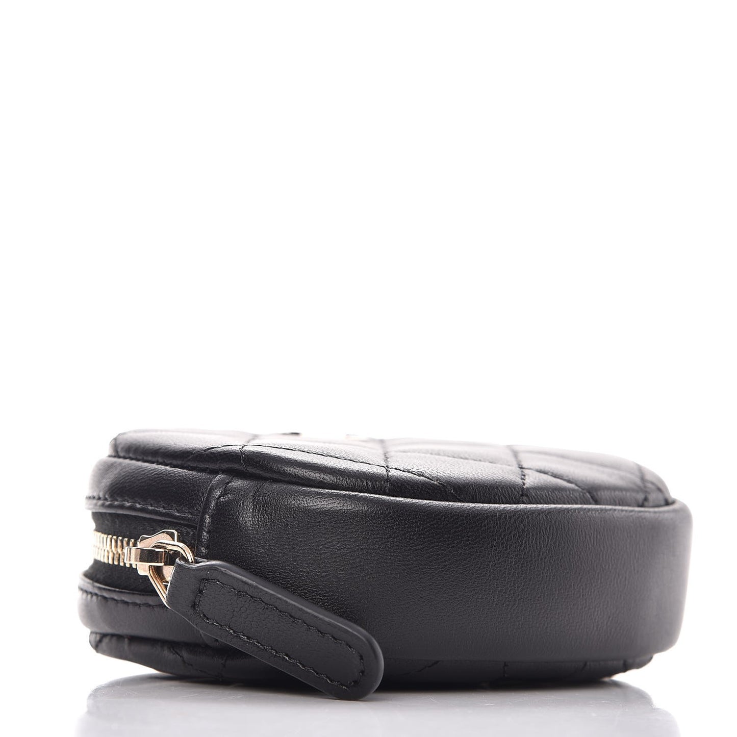 Lambskin Quilted Zip Around Classic Coin Purse Black