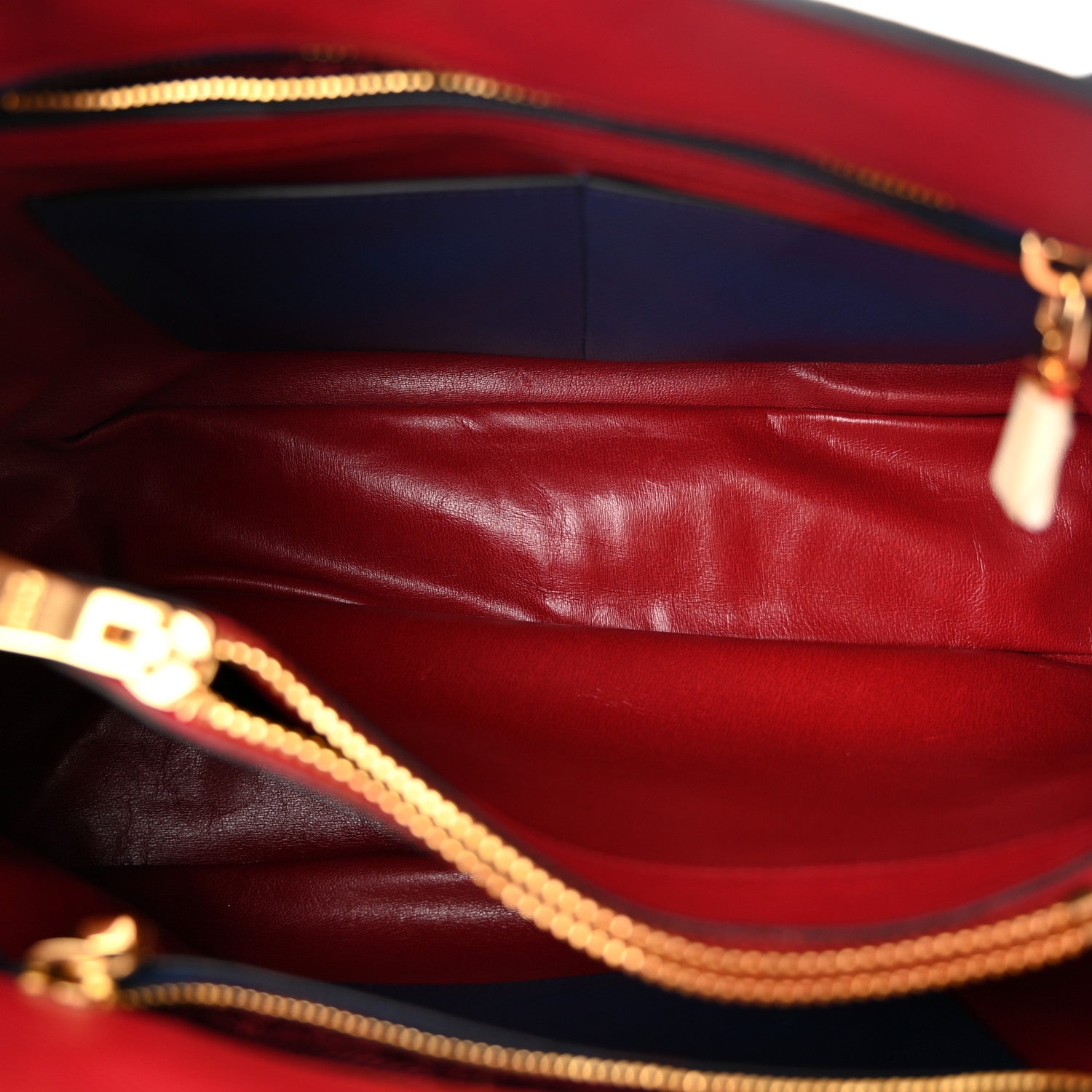 Prada Saffiano Cuir Bi-Color Double Handle Tote Bluette Fuoco 5 of 11