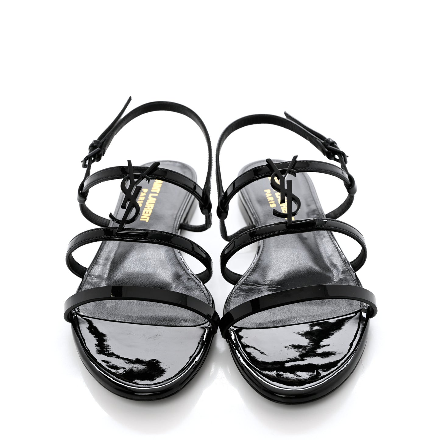 Patent Calfskin Cassandra Monogram Sandals 36.5 Black