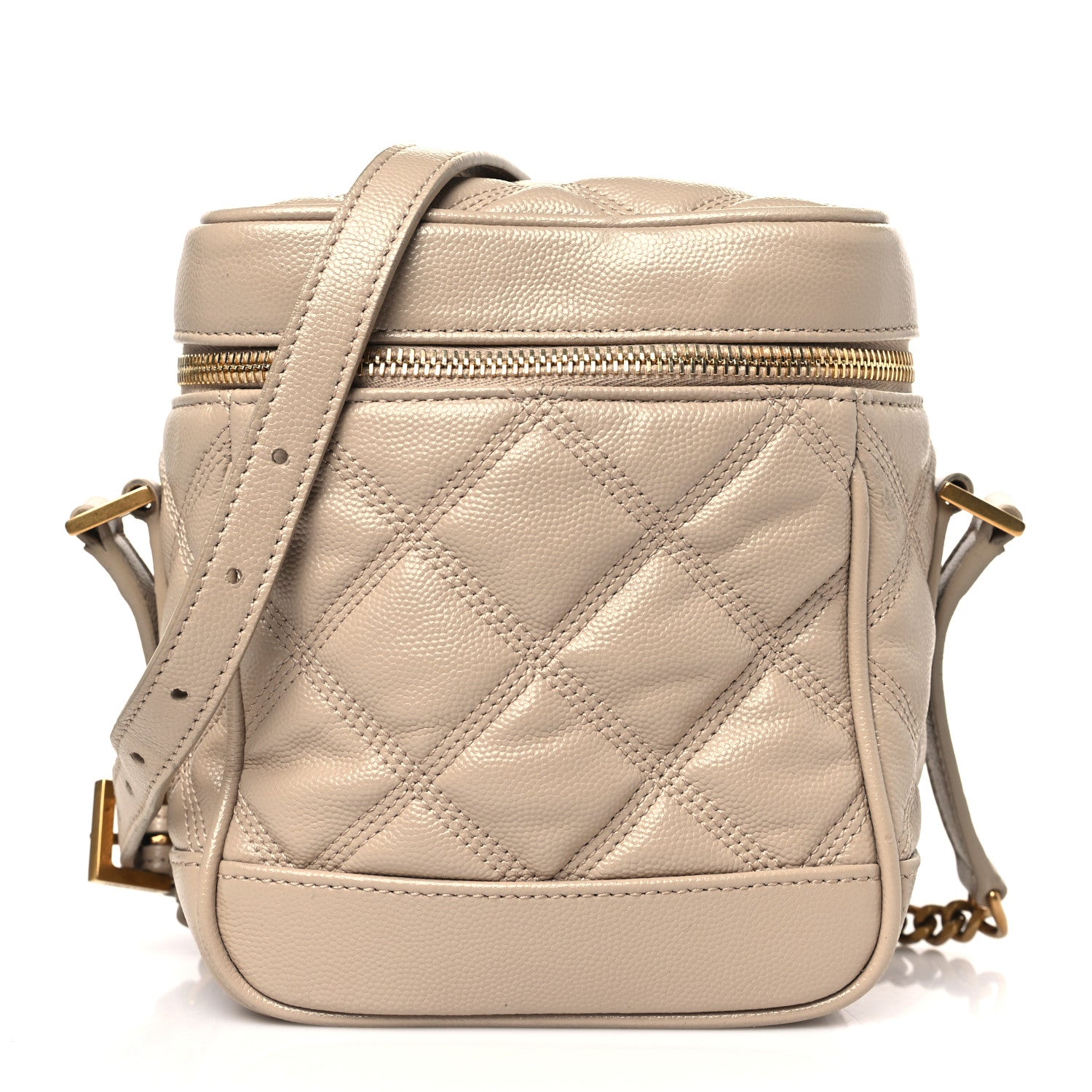 Saint Laurent Grain de Poudre Quilted 80's Vanity Bag Dark Beige 1 of 7