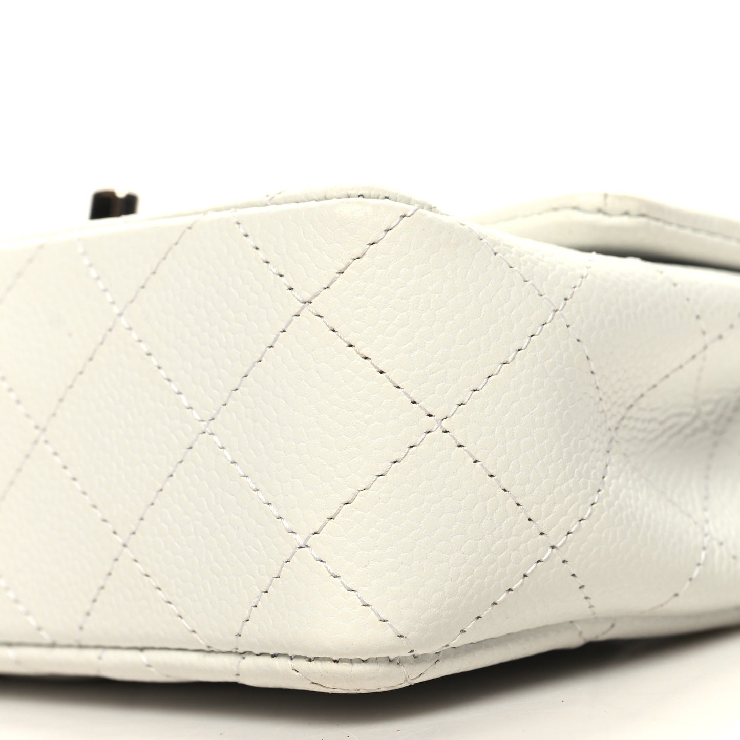 Caviar Quilted Mini Rectangular Flap White