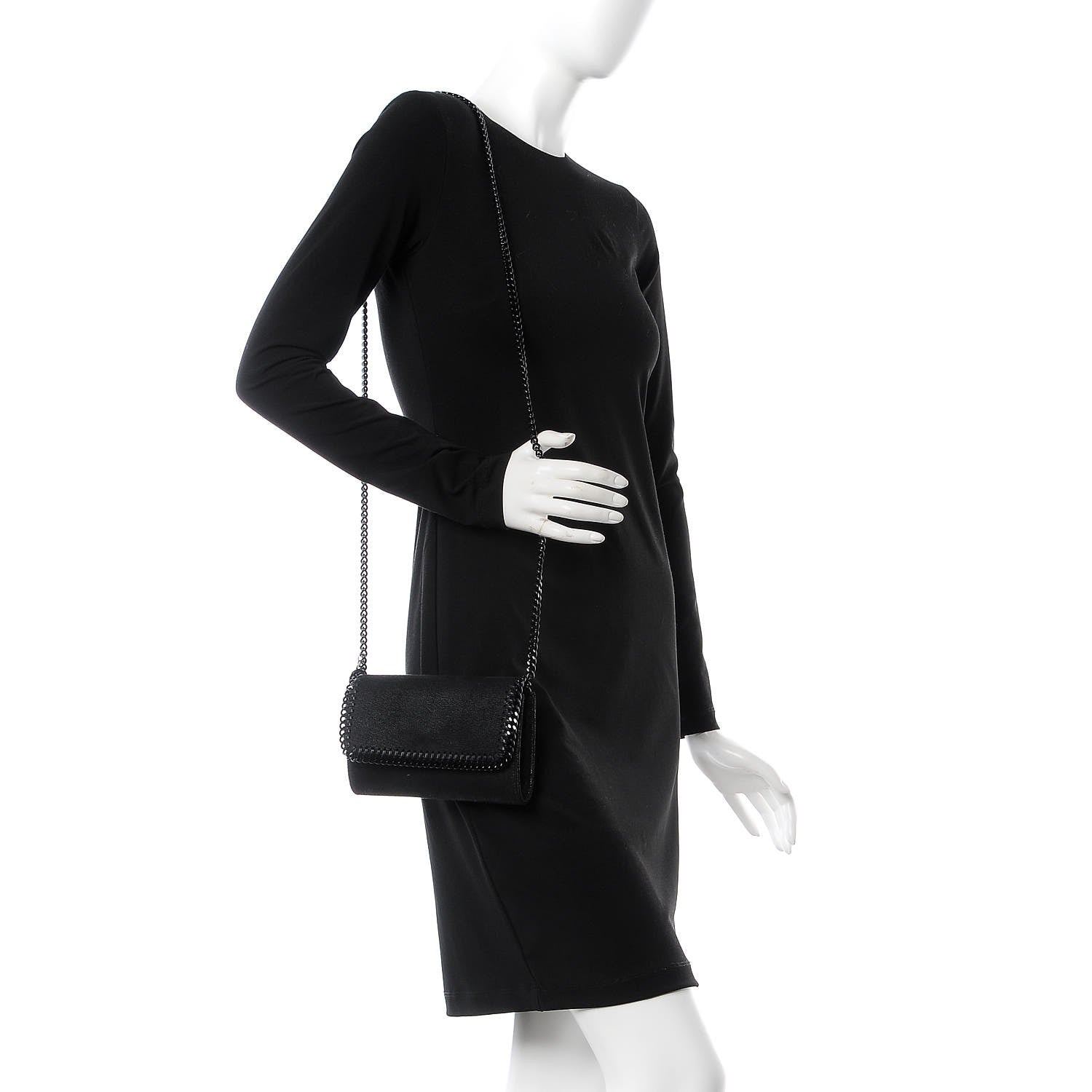 Stella McCartney Shaggy Deer Falabella Crossbody Clutch Black 3 of 7