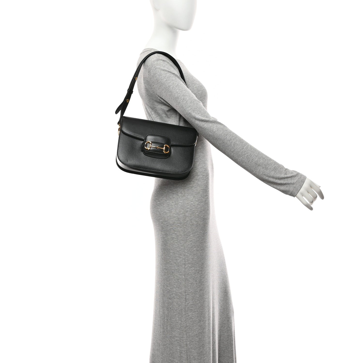 Gucci Azalea Calfskin Horsebit 1955 Shoulder Bag Black 2 of 11