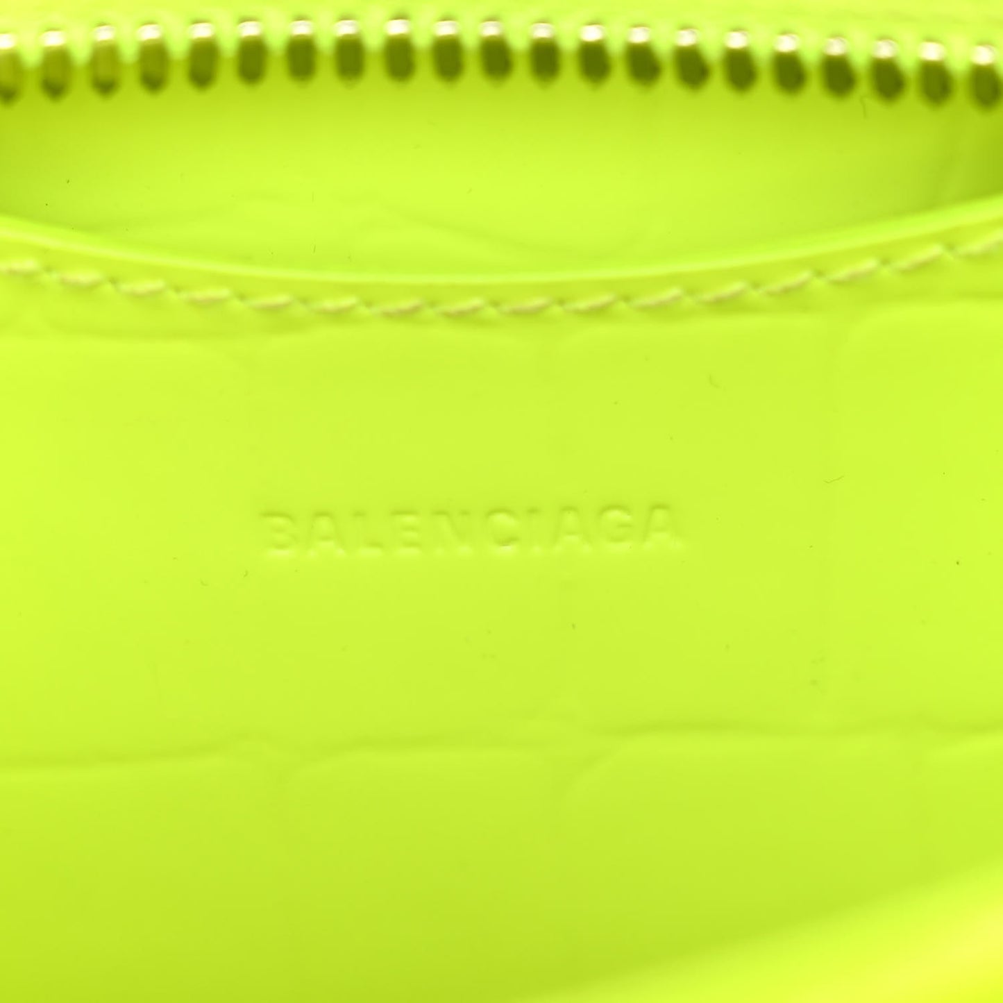Semi Shiny Calfskin Crocodile Embossed Neo Classic Silver Hardware Mini City Fluo Yellow