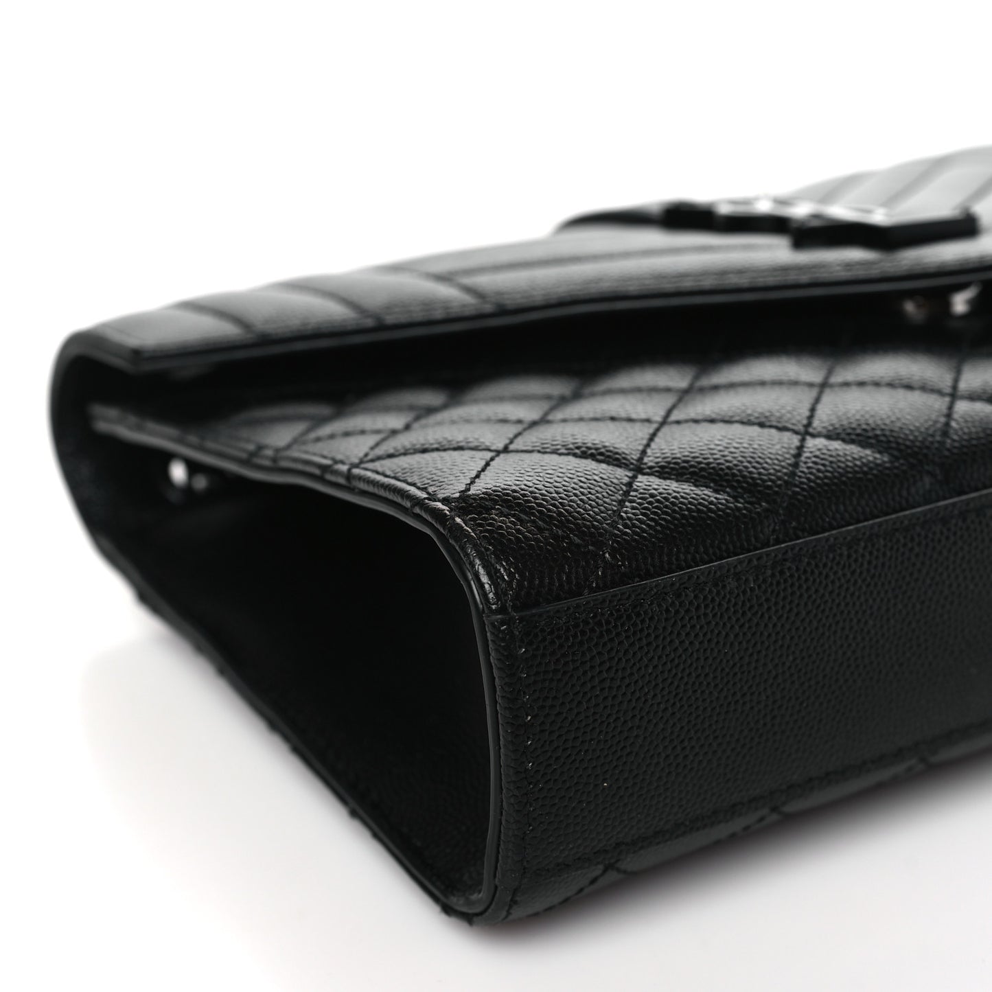 Grain De Poudre Textured Mixed Matelasse Triquilt Medium Monogram Monochrome Satchel Black