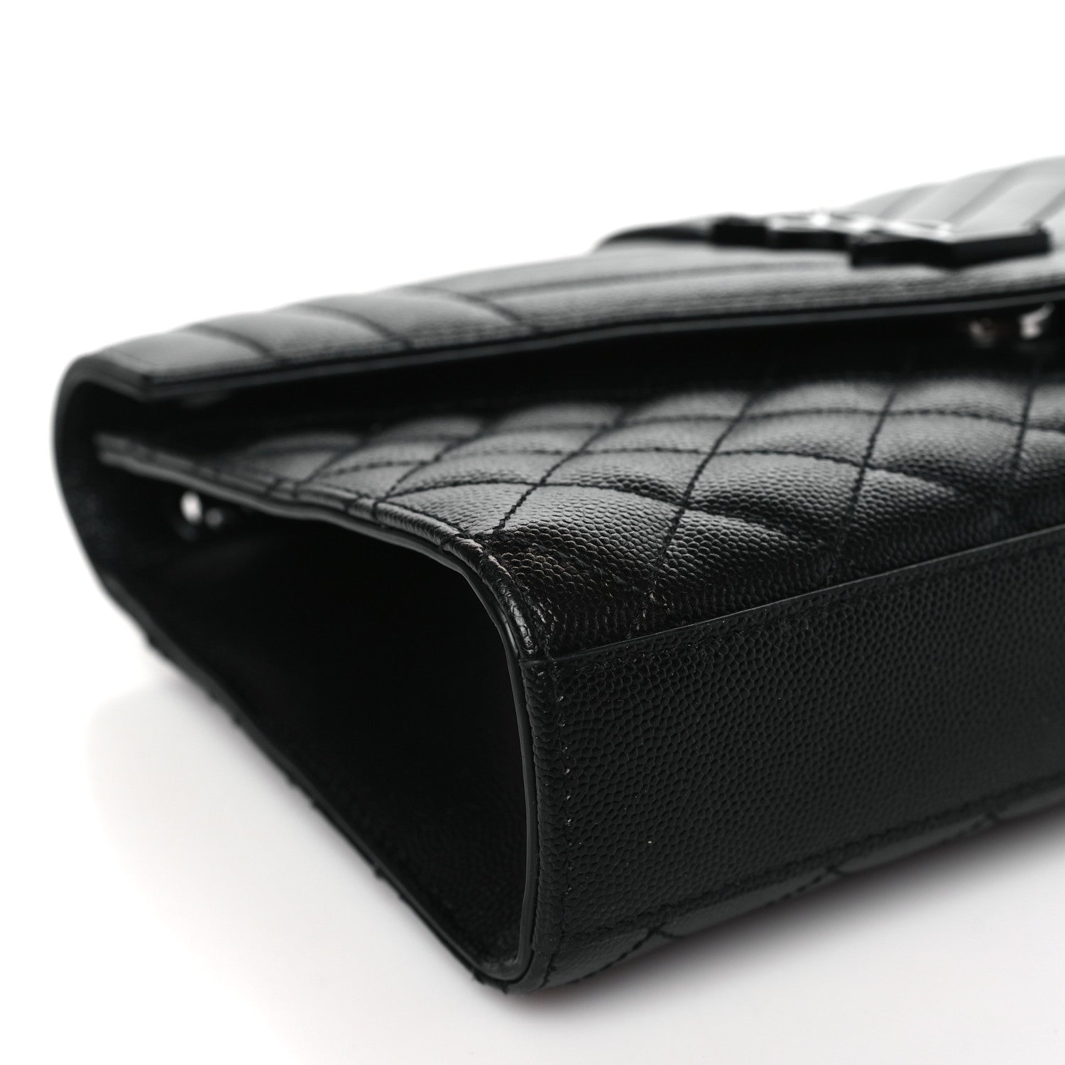 Saint Laurent Grain De Poudre Textured Mixed Matelasse Triquilt Medium Monogram Monochrome Satchel Black 8 of 9