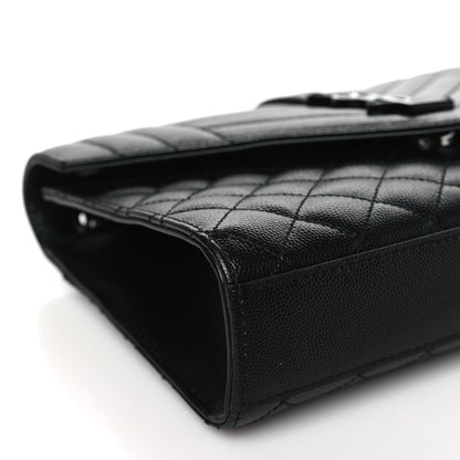 Saint Laurent Grain De Poudre Textured Mixed Matelasse Triquilt Medium Monogram Monochrome Satchel Black 8 of 9
