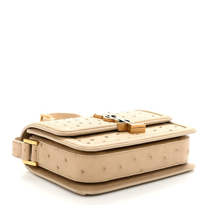 Saint Laurent Ostrich Small Solferino Satchel Beige Gold 5 of 9