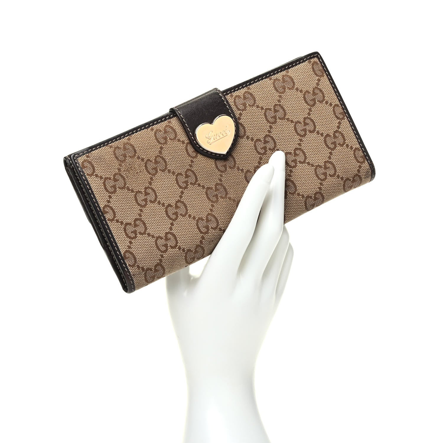 Gucci Monogram Heart Continental Wallet Dark Brown 2 of 7