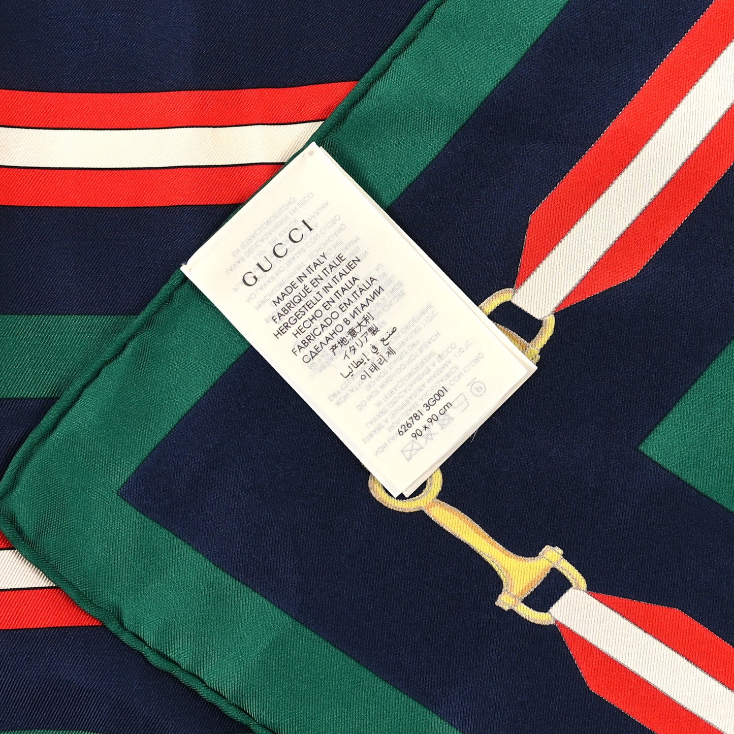Silk Horsebit Stripe Scarf Red Green