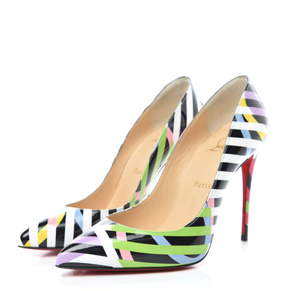 Christian Louboutin Patent Cinestripes Pigalle Follies 100 Pumps 37.5 Multi 3 of 8