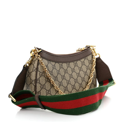 Gucci GG Supreme Monogram Textured Dollar Calfskin Web Small Ophidia GG Handbag Beige Ebony New Acero 2 of 10