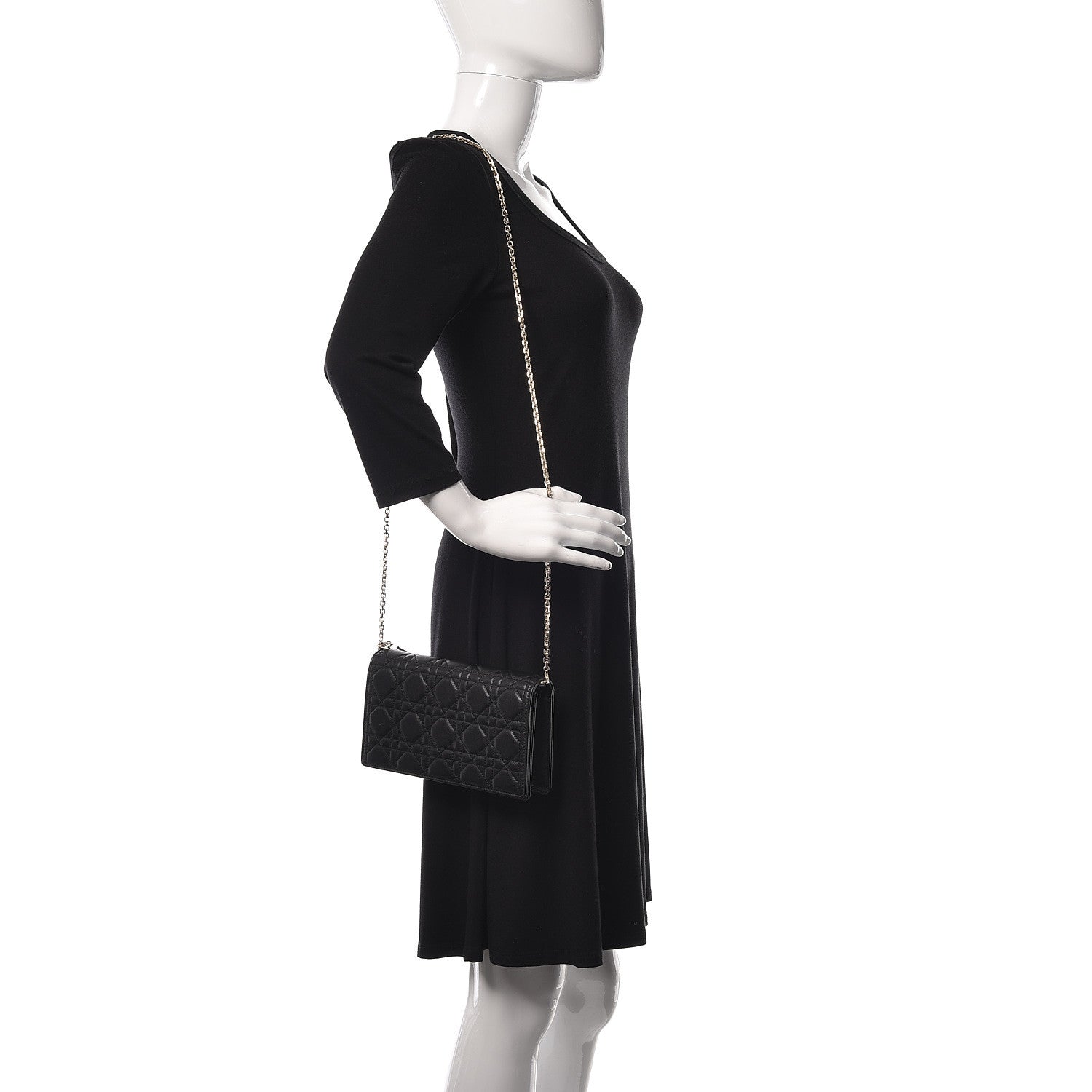 Christian Dior Lambskin Cannage Lady Dior Pouch Black 2 of 11