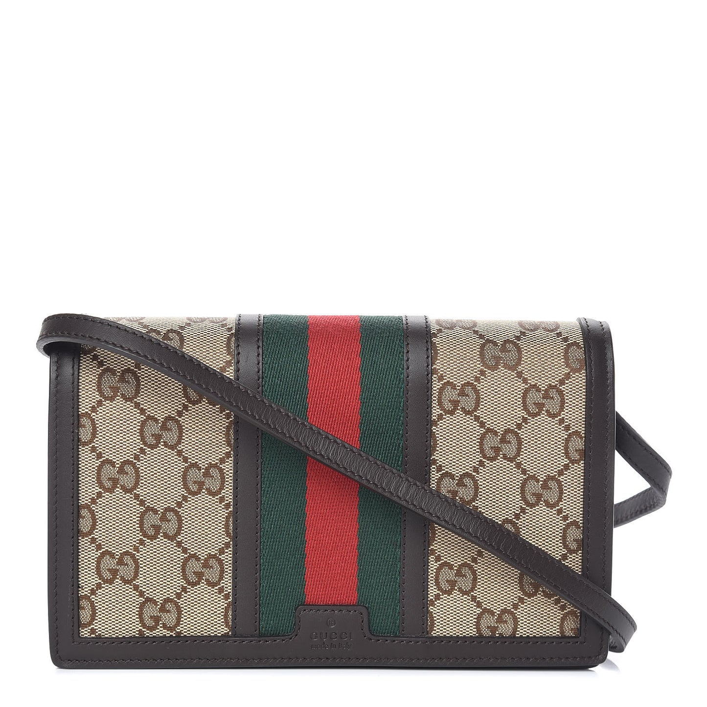 Monogram Web Strap Wallet Dark Brown