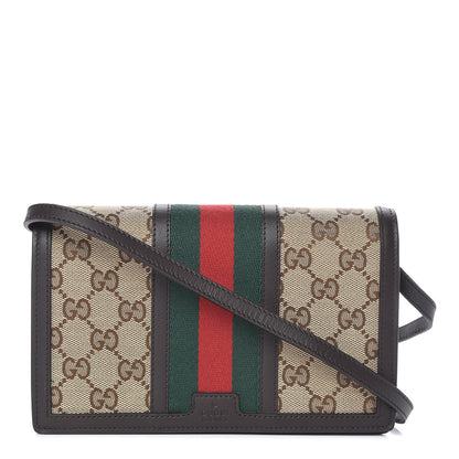 Gucci Monogram Web Strap Wallet Dark Brown 1 of 11