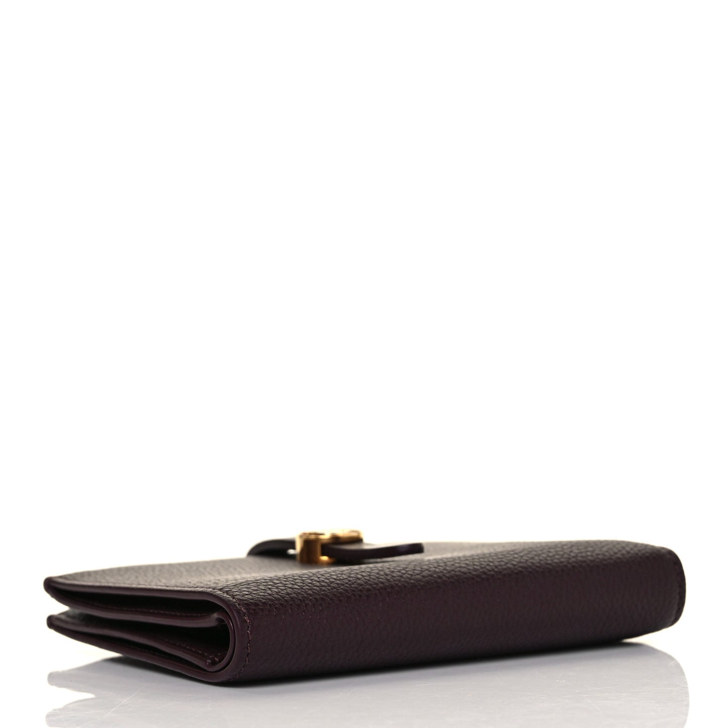 Grainy Calfskin Monogram Motif Folding Wallet Brown