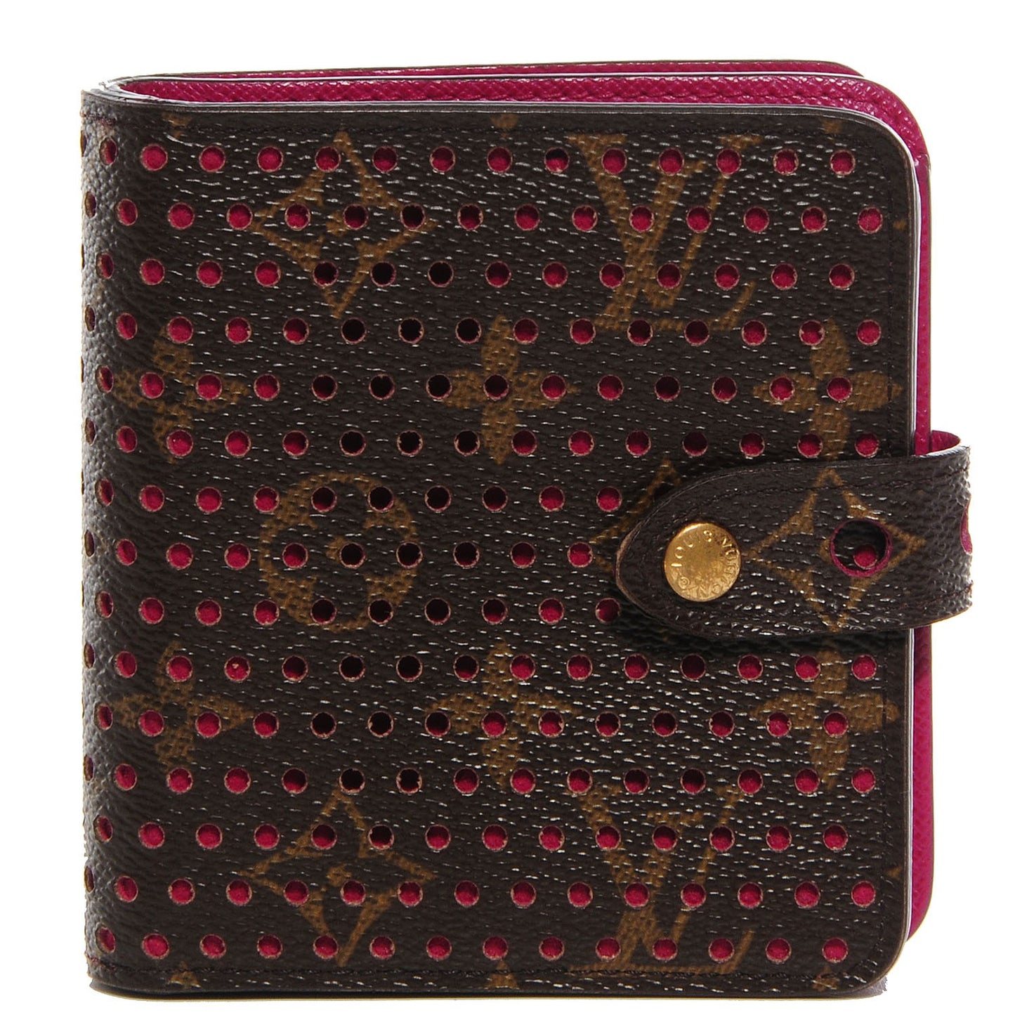 Monogram Perforated Compact Zipped Wallet Fuchsia