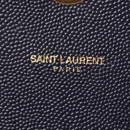 Saint Laurent Grain De Poudre Matelasse Chevron Large Monogram Satchel Midnight Blue 8 of 13