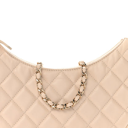 Chanel Lambskin Quilted Small Hobo Bag Light Beige 8 of 13