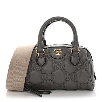 Gucci Calfskin GG Matelasse Mini Bowler Bag Dusty Grey Natural 1 of 10