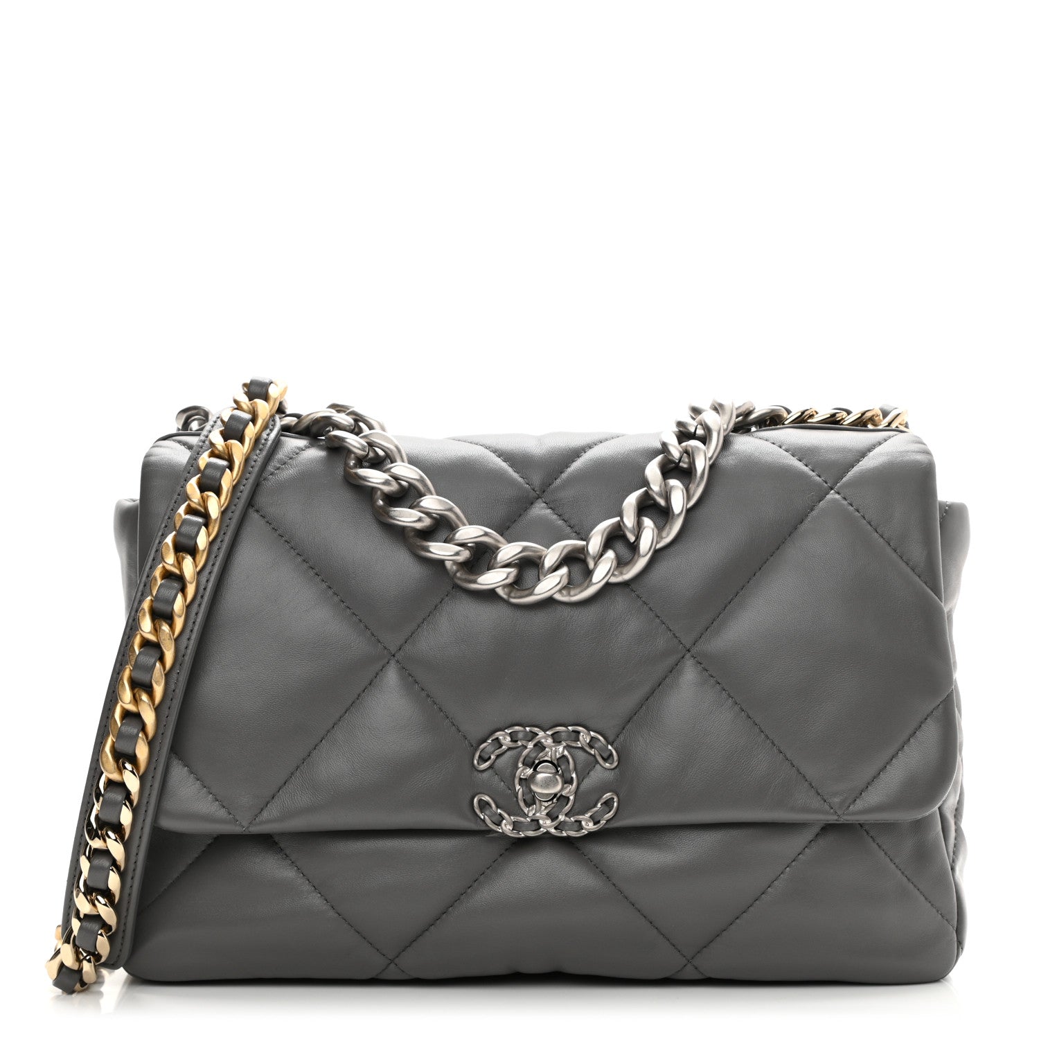 Chanel Lambskin Quilted Large Chanel 19 Flap Dark Grey 1 of 10