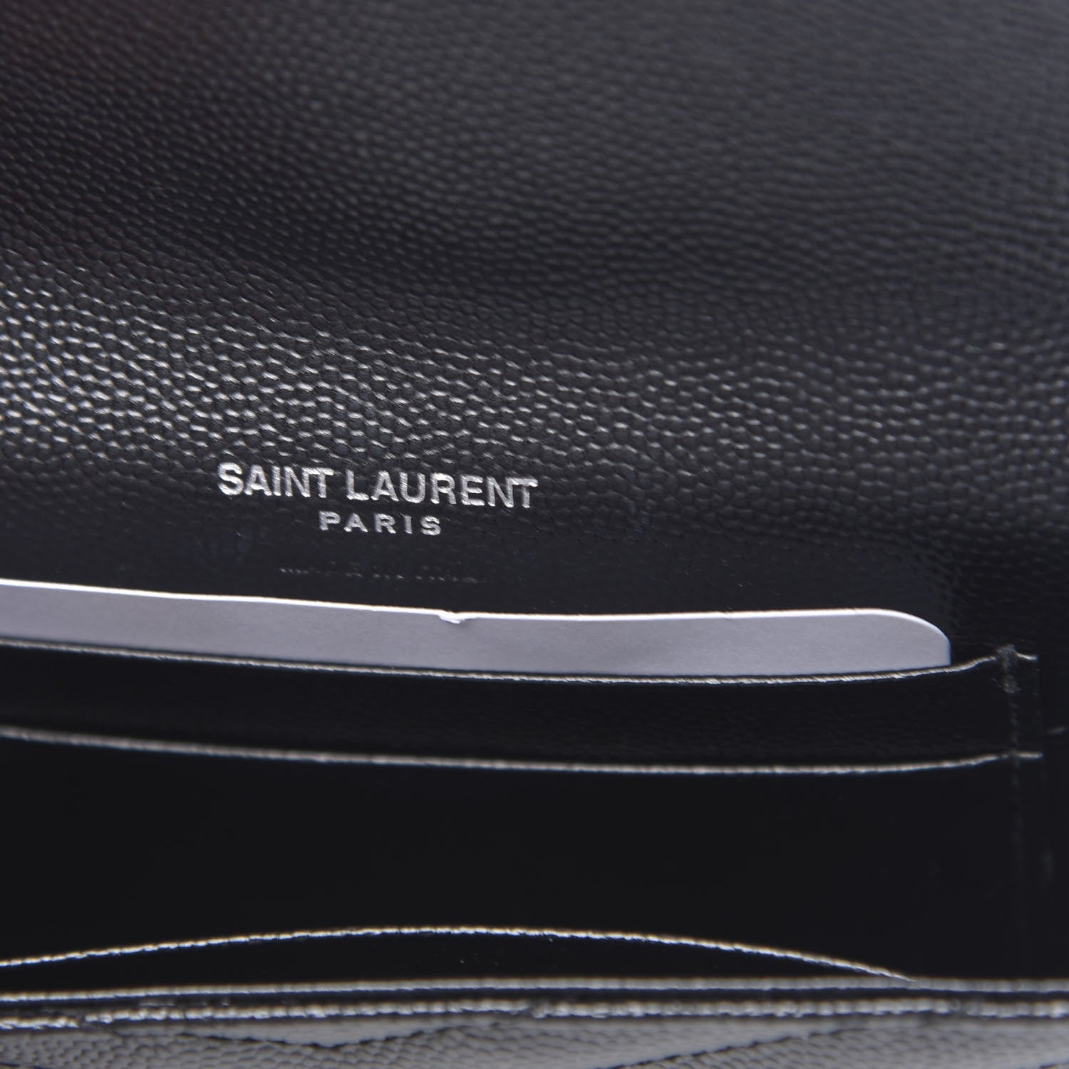 Saint Laurent Grain De Poudre Matelasse Chevron Small Monogram Envelope Wallet Black 6 of 7