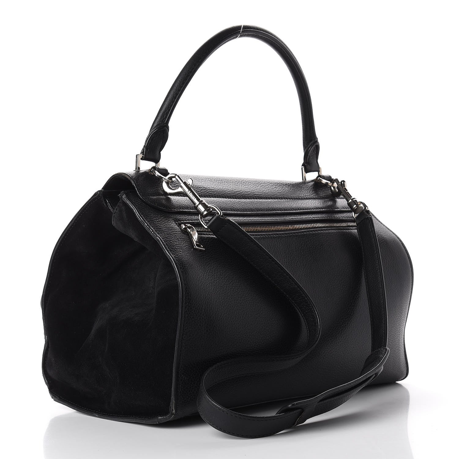 Celine Drummed Calfskin Suede Large Trapeze Black 5 of 17
