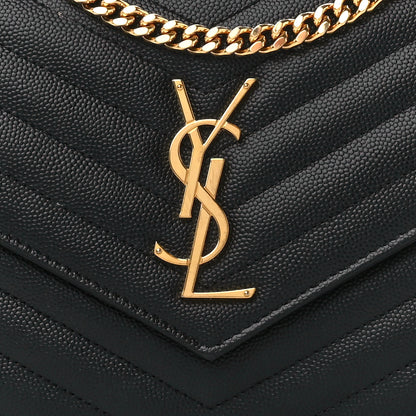 Saint Laurent Grain De Poudre Matelasse Chevron Monogram Chain Wallet Black 8 of 11
