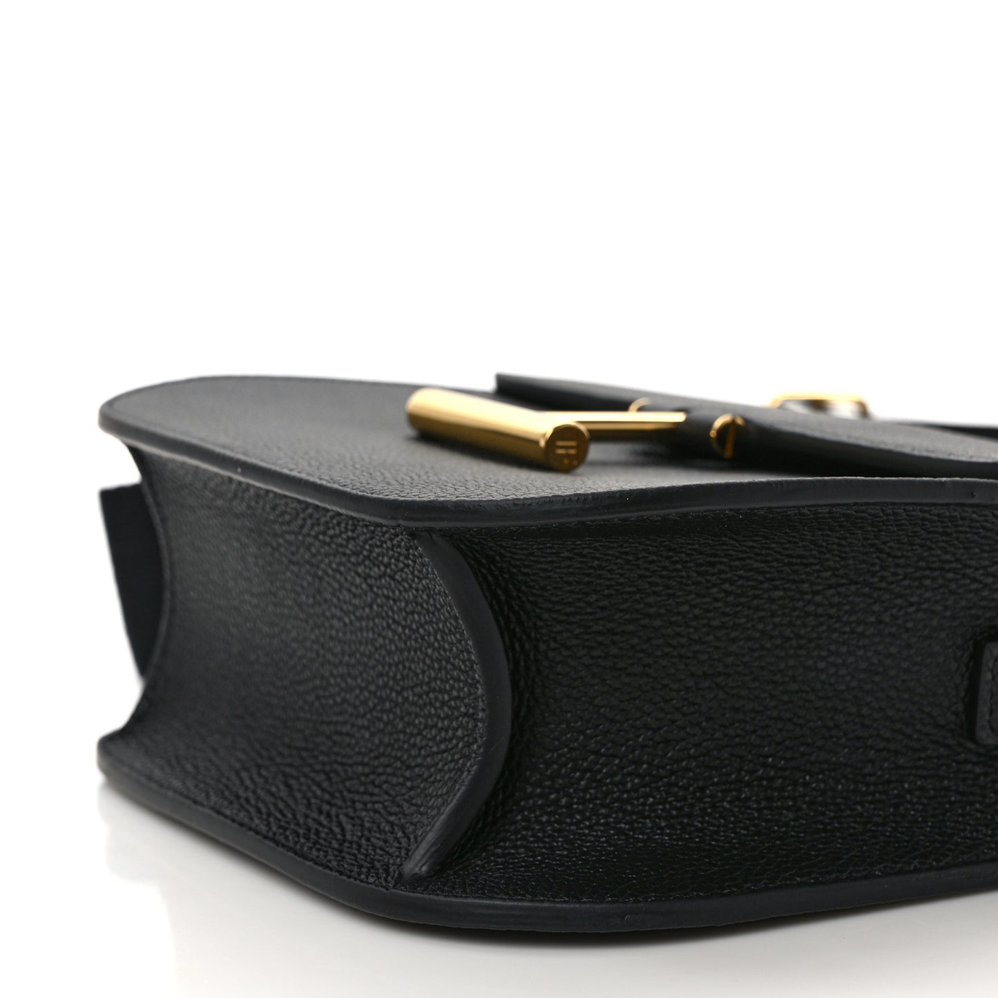 Grained Calfskin Mini T Clasp Tara Crossbody Bag Black