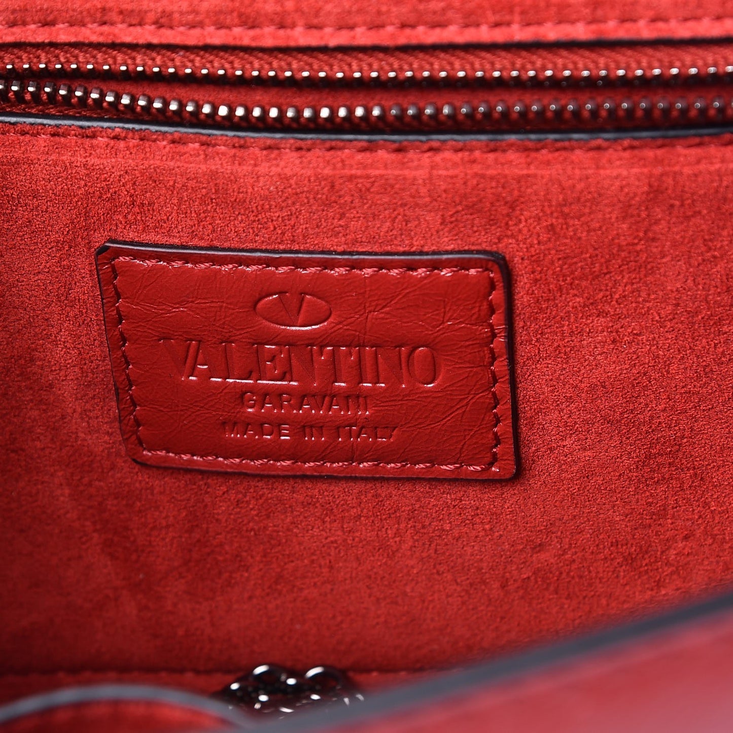 Craquele Calfskin Small Glam Lock Rockstud Flap Rubino