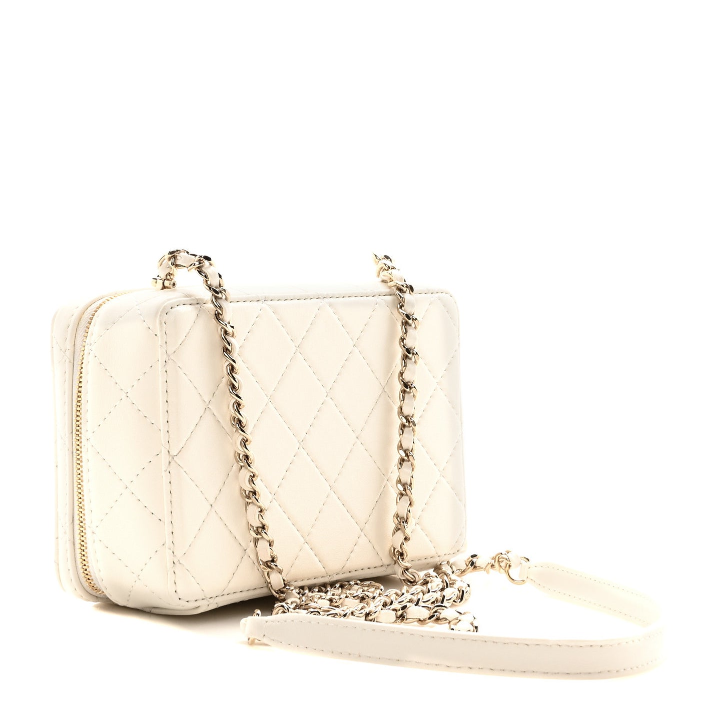 Lambskin Quilted Coco Click Bag White