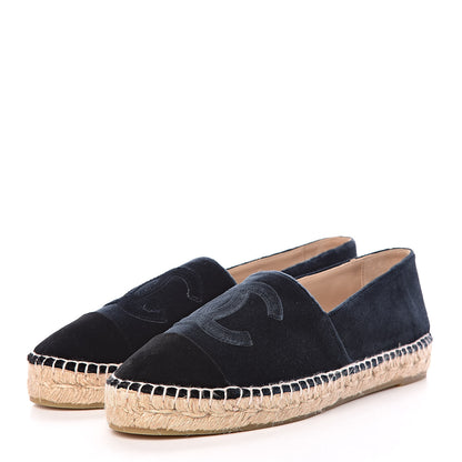 Chanel Velvet Logo Espadrilles 39 Blue Black 3 of 10